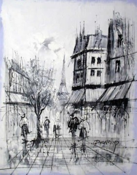 promeneur rue Tableau Peinture - sy018hc Vue de la rue